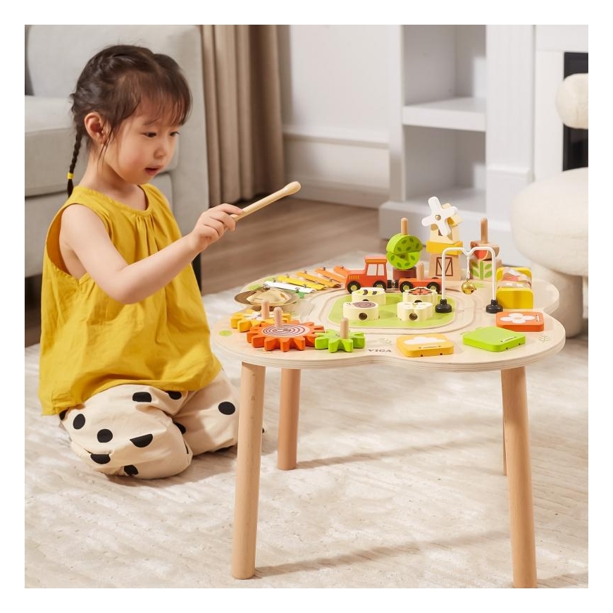 Viga Toys Viga PolarB Stół Staliukas Edukacyjny Aktywności Piramidka Cymbałki Sensoryka Montessori – 5