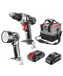 GRAPHITE Cordless Power Tool Set: Drill/Driver, Flashlight, Bag, Energy + 18V Battery, Li-Ion 2.0Ah, Charger