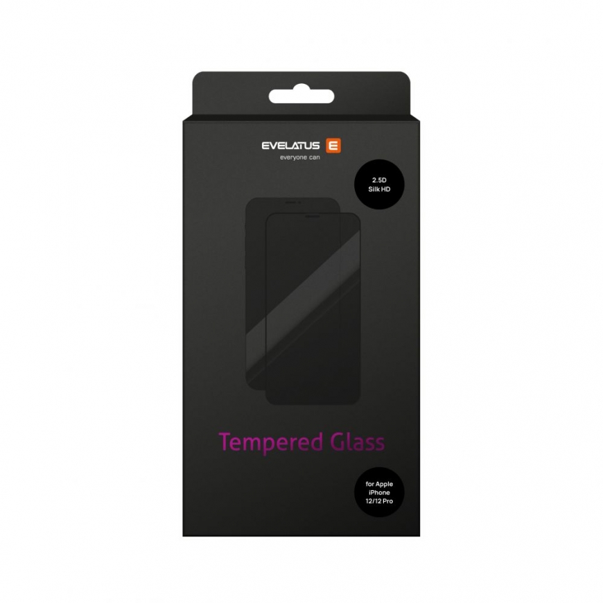 Evelatus Apple iPhone 12/12 Pro 6.1 2.5D Full Cover Japan Glue Glass Anti-Static