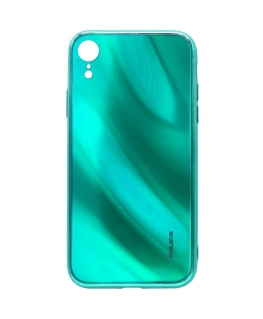 Evelatus Apple iPhone XR Water Ripple Full Color Electroplating Tempered Glass Case Green