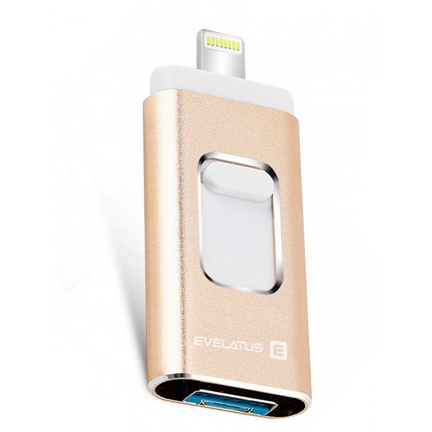 Evelatus Apple USB Flash to Lightning 32GB 3in1 (USB, iPhone and Micro) Gold