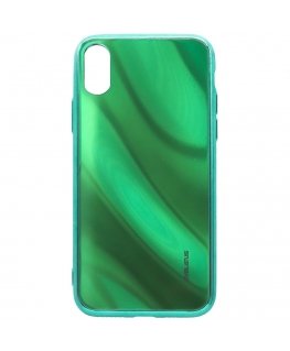 Evelatus Apple iPhone X/XS Water Ripple Full Color Electroplating Tempered Glass Case Green