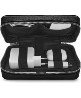 Woolnut Leather Tech Organizer -tarvikelaukku, musta