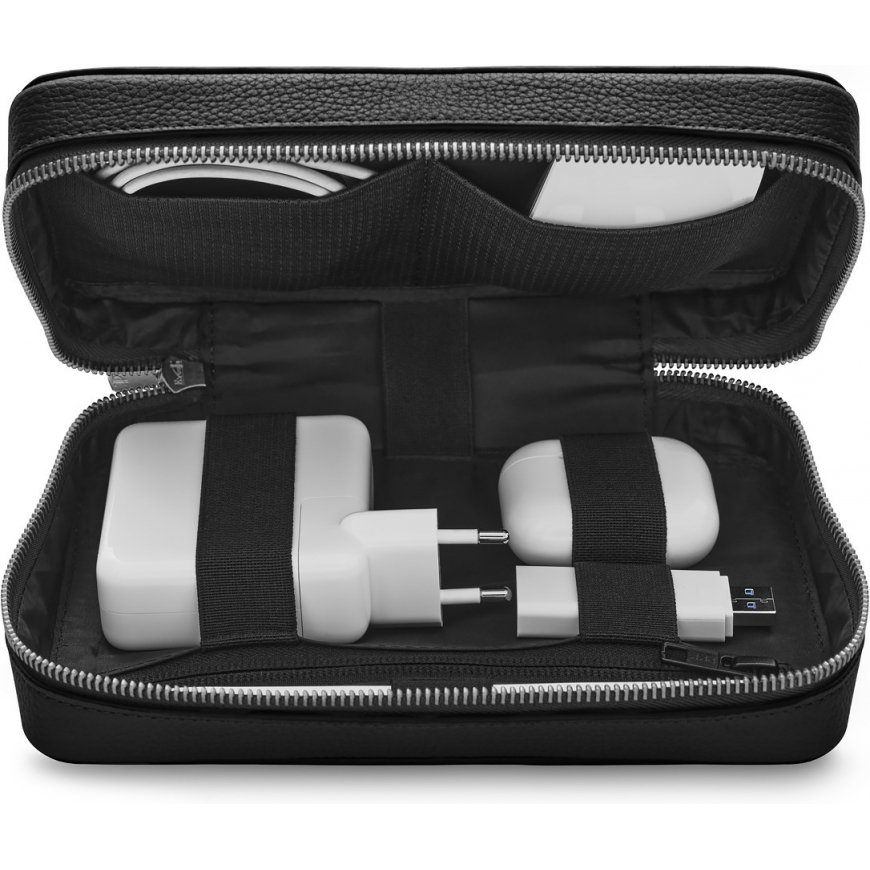 Woolnut Leather Tech Organizer utility bag, black