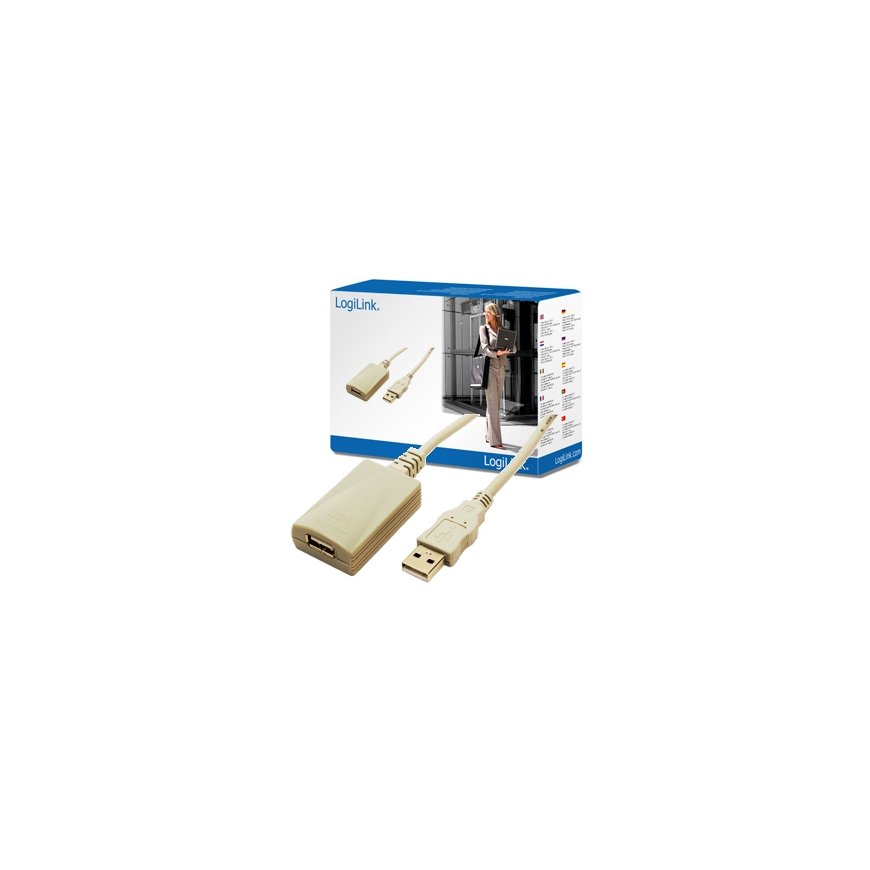 LogiLink USB 2.0 Repeater Cable USB-kaabel 5 m USB A Beež