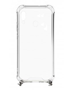 Evelatus Samsung Galaxy A40 Silicone Transparent with Necklace TPU Strap Gold
