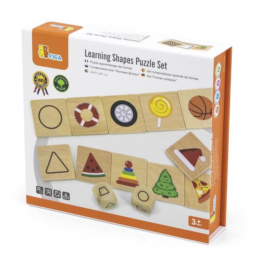 Viga Toys Wooden educational game - puzzle matching shapes 37 pcs. VIGA – 2