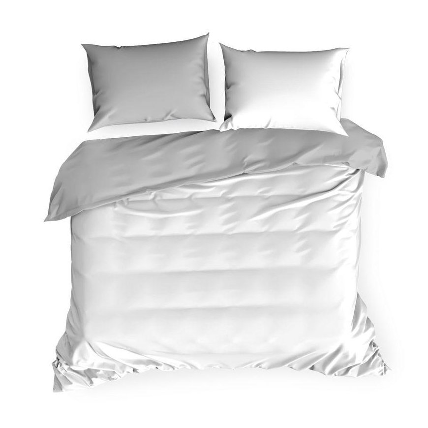 Eurofirany NOVA3 high-quality cotton satin monochrome bedding set, 180 X 200 cm, 2 pcs. 70 X 80cm, color: white / light gray – 3