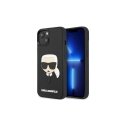 Karl Lagerfeld Karlas Lagerfeldas KLHCP14MKH3DBK iPhone 14 Plus 6,7 colio juodas / juodas kietas dėklas, 3D guminis Karlo galva Karl Lagerfeld Karlas Lagerfeldas KLHCP14MKH3DBK iPhone 14 Plus 6,7 colio juodas / juodas kietas dėklas, 3D guminis Karlo galva