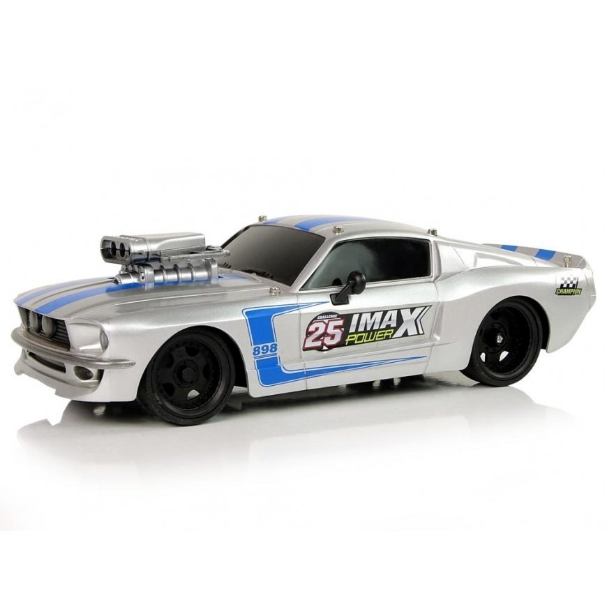 Lean Cars R/C Sports Car 1:16 Silver Blue Stripes Pilot – 2