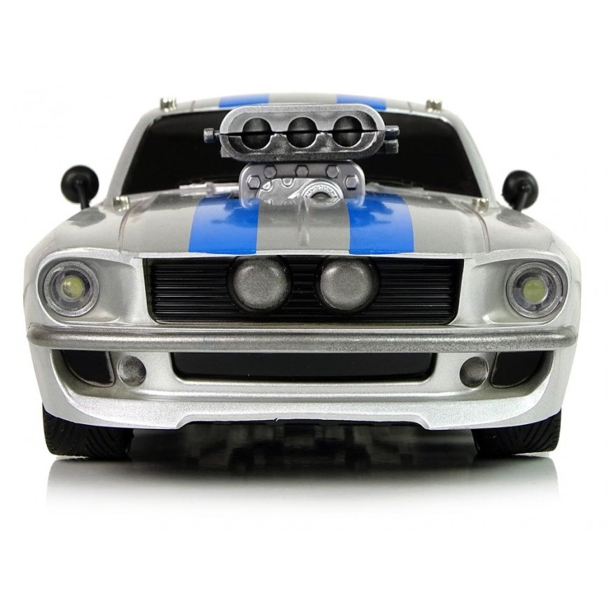 Lean Cars R/C Sports Car 1:16 Silver Blue Stripes Pilot – 5