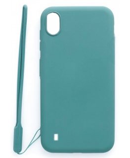 Evelatus Samsung Galaxy A10 Soft Touch Silicone Case with Strap Blue