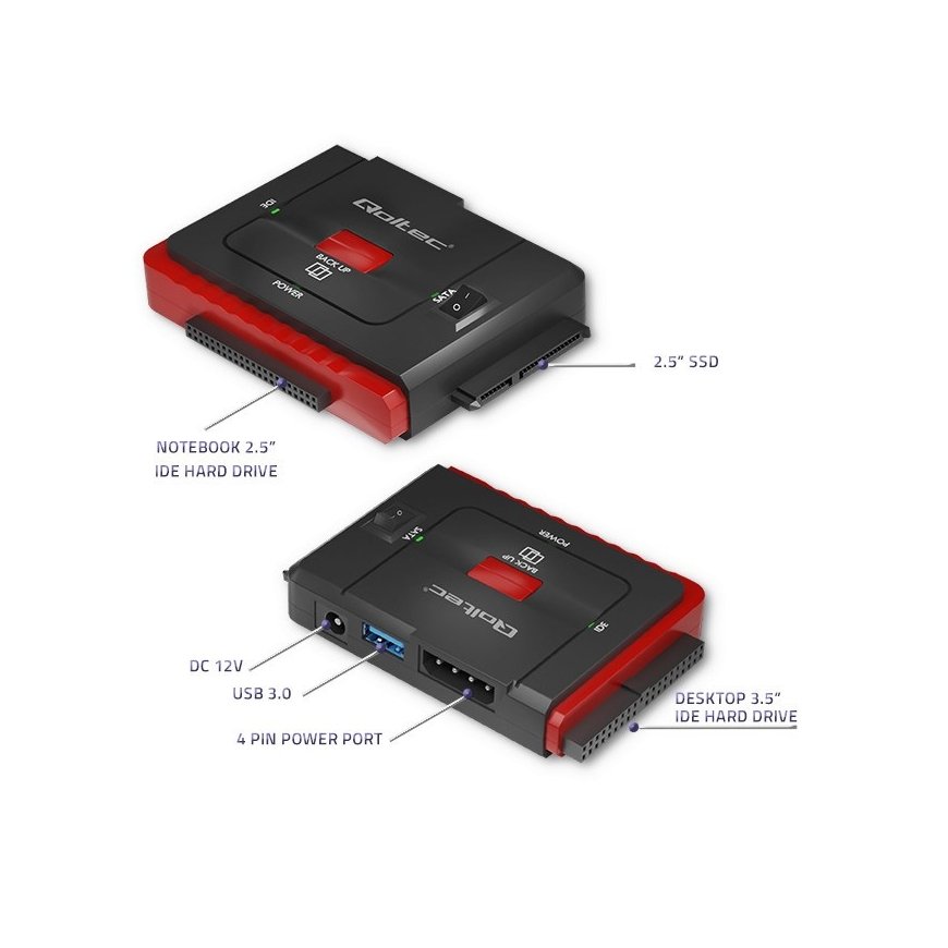 Qoltec 50645 adapteris USB 3.0 uz IDE | SATA III – 2