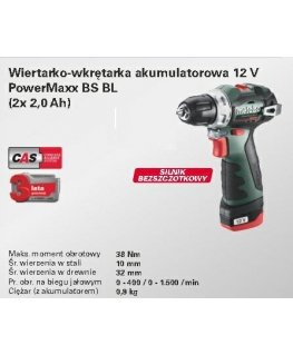 METABO DRILL / DRILL 12V 38Nm 2x2.0Ah BS BL 12