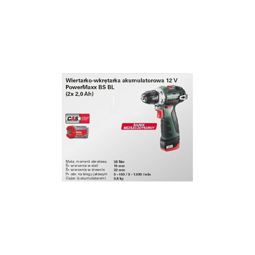 METABO DRILL / DRILL 12V 38Nm 2x2.0Ah BS BL 12