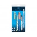 Schneider Set: fountain pen and ballpoint pen SCHNEIDER Zippi, eraser, 2 cartridges, blister Schneider Set: fountain pen and ballpoint pen SCHNEIDER Zippi, eraser, 2 cartridges, blister