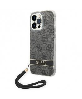 Guess GUOHCP14LH4STK iPhone 14 Pro 6.1" Black / Black Hard Case 4G Printing Strap