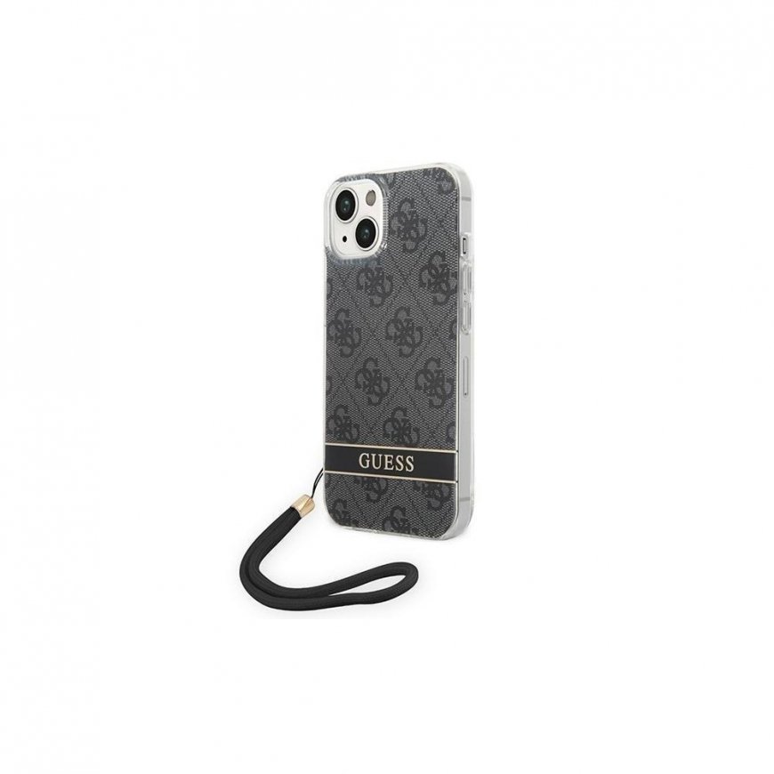 Guess GUOHCP14LH4STK iPhone 14 Pro 6.1" juodas / juodas kieto dėklo 4G spausdinimo dirželis – 2