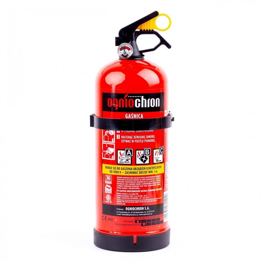 Ogniochron 2kg abc powder fire extinguisher with plastic head, manometer and hanger – 2