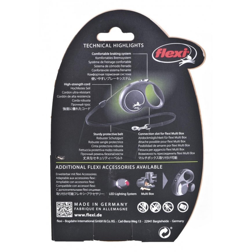 Flexi Black Design S pavadėlis šunims iki 12kg virvinis 5m rožinės spalvos – 2