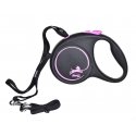 Flexi Black Design S leash for dogs up to 12 kg, rope 5 m, pink color Flexi Black Design S leash for dogs up to 12 kg, rope 5 m, pink color