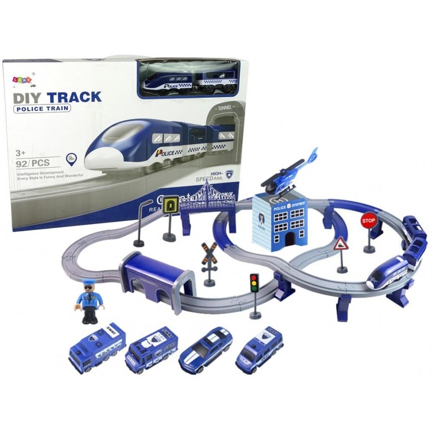 Lean Cars Import leantoys Set Town Police Train Blue 203 km/h