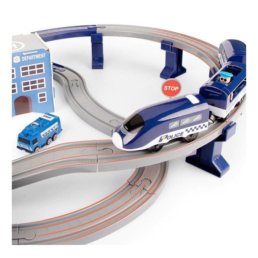 Lean Cars Importuoti leantoys Set Town Police Train Mėlyna 203 km/h – 3