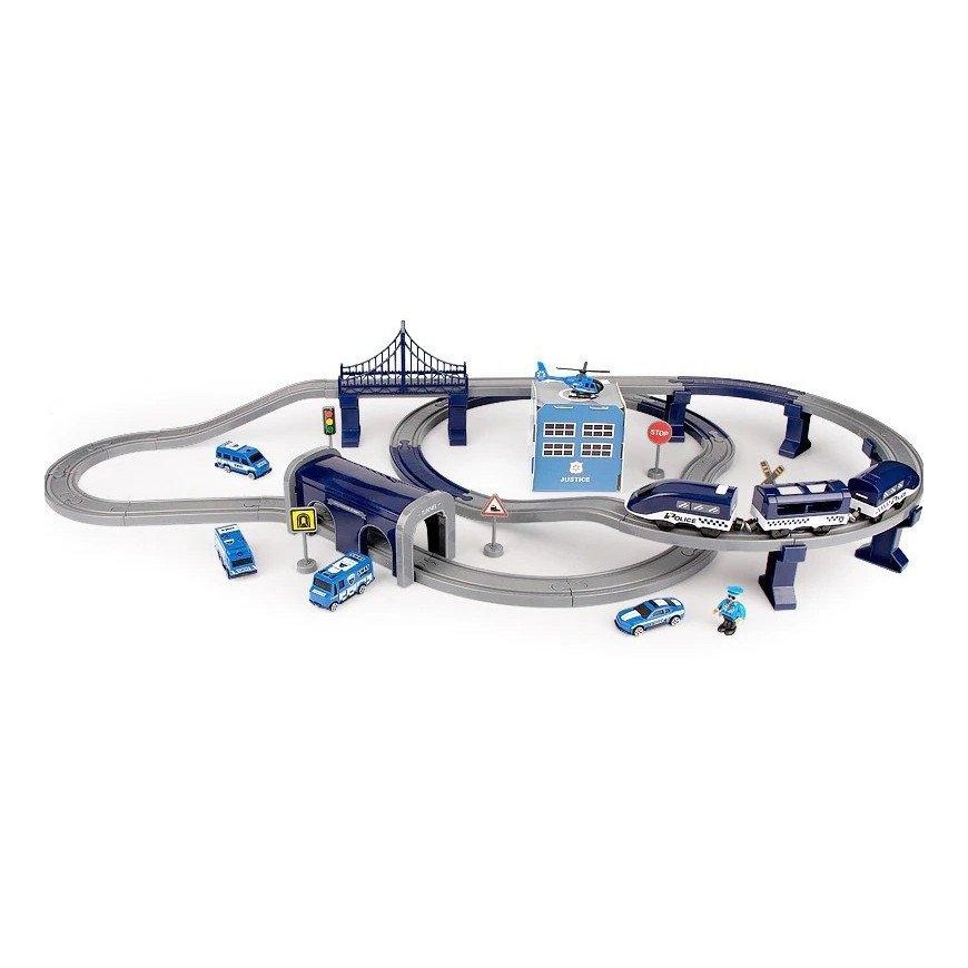 Lean Cars Import leantoys Set Town Police Train Blue 203 km/h – 5