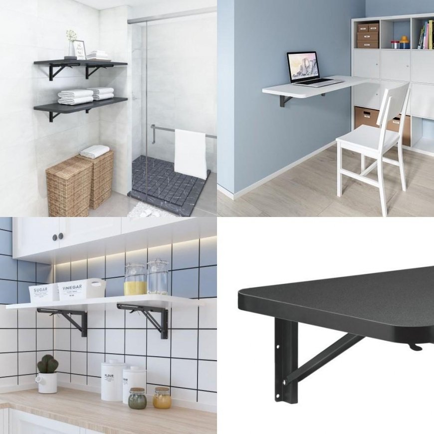 Laikiklis MACLEAN MC-876 Wall Folding Shelf Table Brackets iki 50kg Solid Complete Set Brackets + Assembly elements