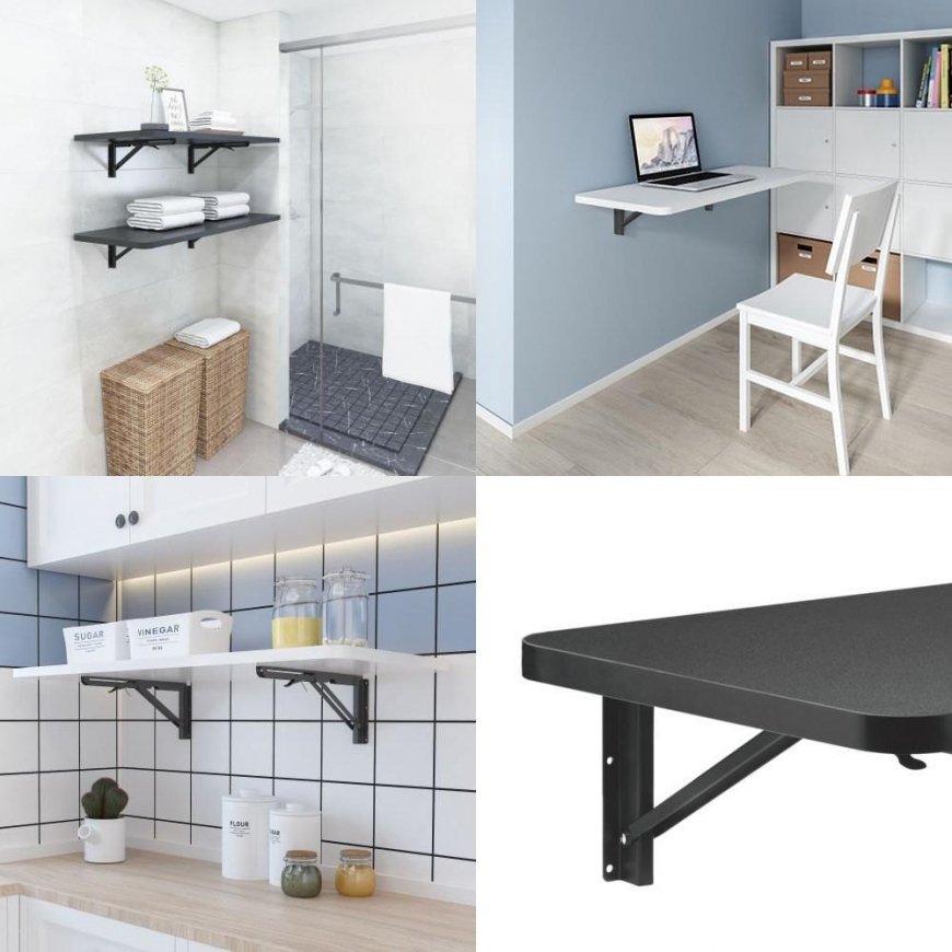 Holder MACLEAN MC-876 Wall Folding Shelf Table Brackets up to 50kg Solid Complete Set Brackets + Assembly elements – 3