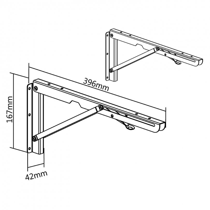 Laikiklis MACLEAN MC-876 Wall Folding Shelf Table Brackets iki 50kg Solid Complete Set Brackets + Assembly elements – 4