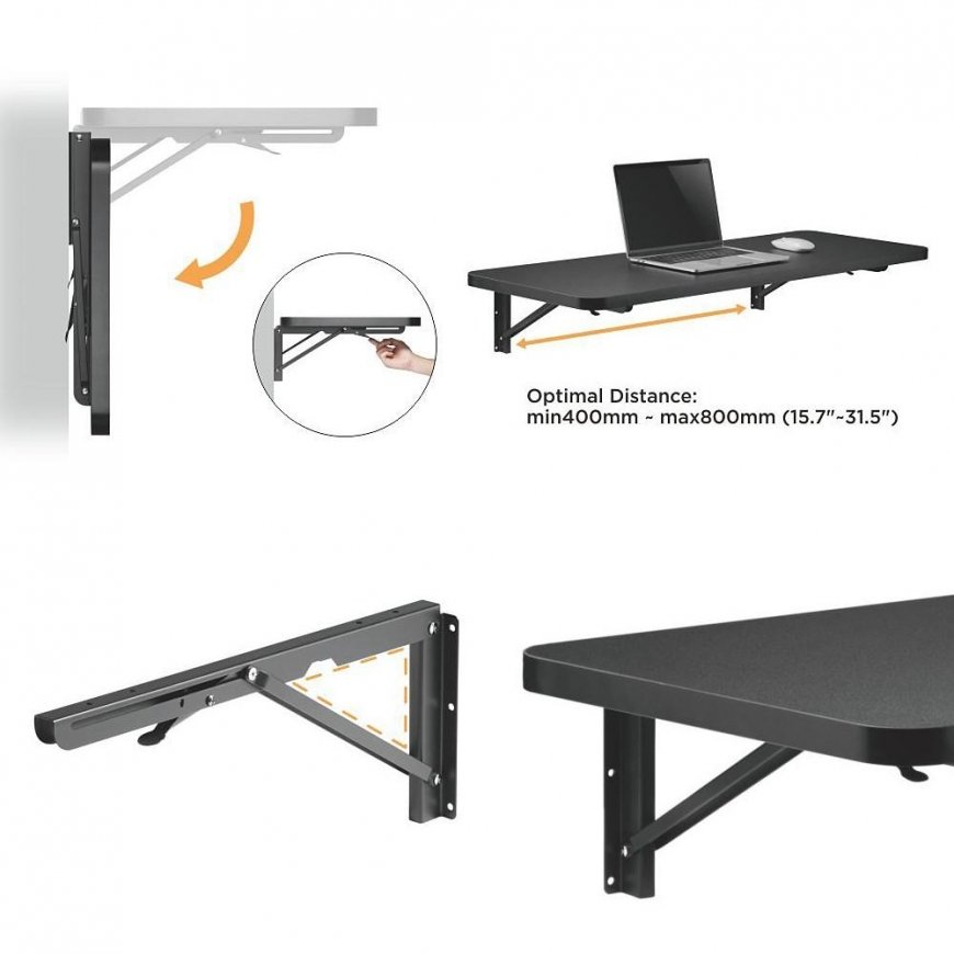 Holder MACLEAN MC-876 Wall Folding Shelf Table Brackets up to 50kg Solid Complete Set Brackets + Assembly elements – 5