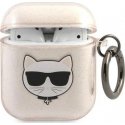 Karl Lagerfeld Apsauginis dėklas KLA2UCHGD Glitter Choupette, skirtas AirPods 1/2, smėlio spalvos