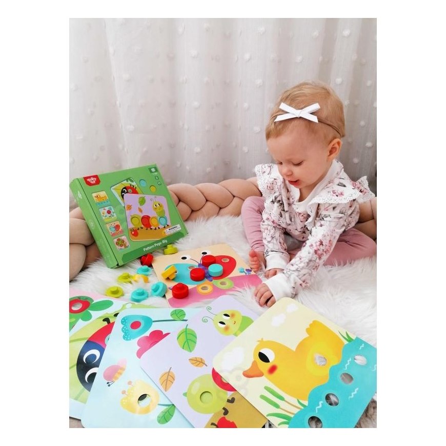 Tooky Toys TOOKY TOY galvosūkių kaladėlės vaikams, gyvūnams, dera mokantis spalvų formų + trafaretai – 2