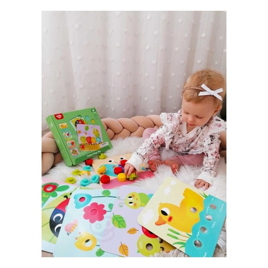 Tooky Toys TOOKY TOY galvosūkių kaladėlės vaikams, gyvūnams, dera mokantis spalvų formų + trafaretai – 3