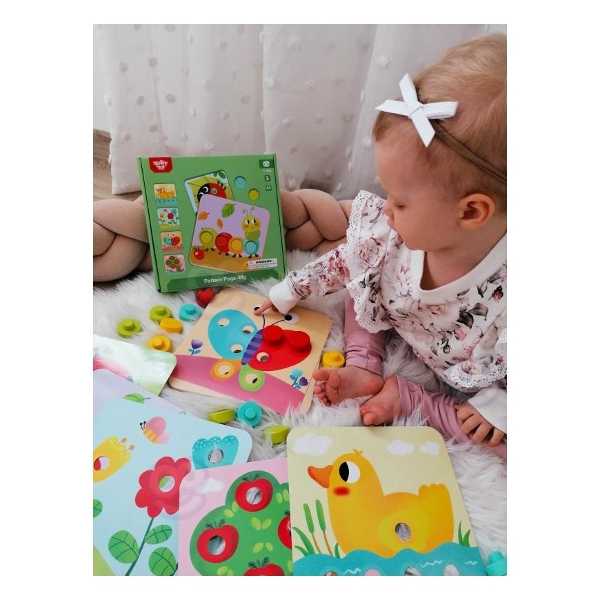 Tooky Toys TOOKY TOY galvosūkių kaladėlės vaikams, gyvūnams, dera mokantis spalvų formų + trafaretai – 5