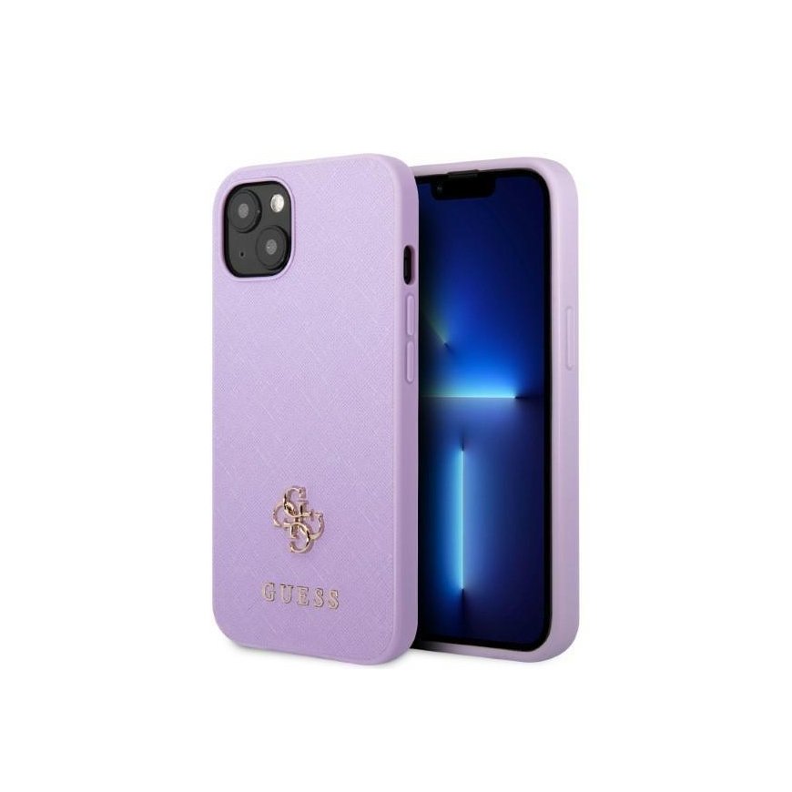 Guess GUHCP13SPS4MU iPhone 13 mini 5.4 inch Purple/Purple Hard Case Saffiano 4G Small Metal Logo