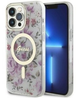 Guess Apple iPhone 14 Pro 6.1 hardcase Flower MagSafe Transparent