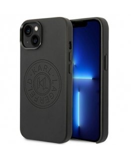 Case Karl Lagerfeld KLHCP14MFWHK iPhone 14 Plus 6.7 inch hardcase black/black leather perforated logo