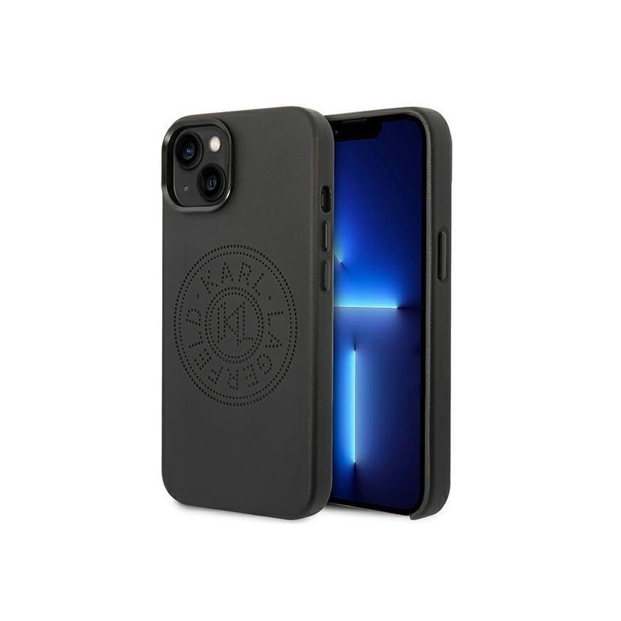Case Karl Lagerfeld KLHCP14MFWHK iPhone 14 Plus 6.7 inch hardcase black/black leather perforated logo