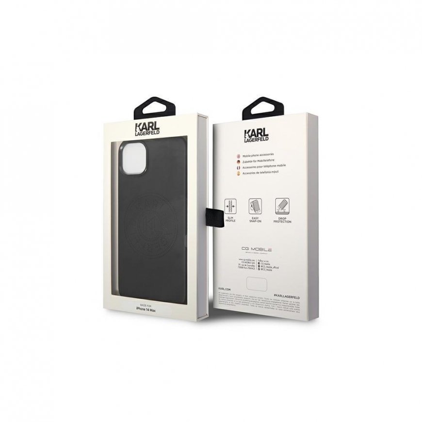 Dėklas Karl Lagerfeld KLHCP14MFWHK iPhone 14 Plus 6,7 colių hardcase juoda/juodos odos perforuotas logotipas – 4