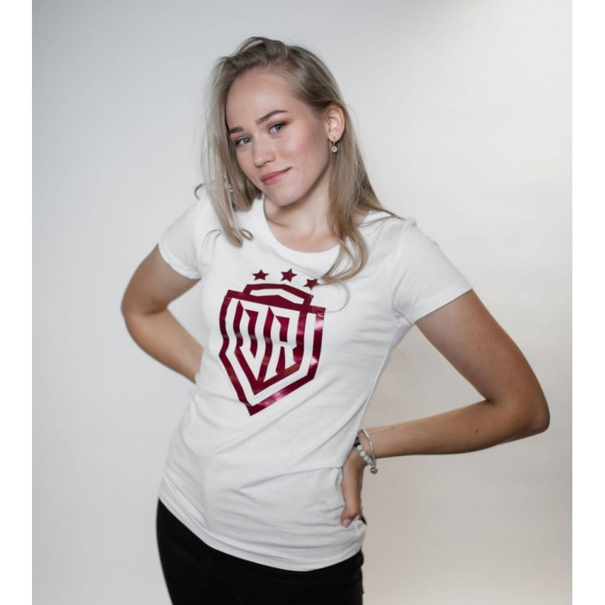 Dinamo - Women's T-SHIRT S «DINAMO» WITH RED METALLIC PRINTING White