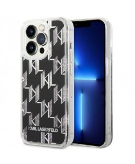 Dėklas Karl Lagerfeld KLHCP14XLMNMK iPhone 14 Pro Max 6,7 colių kieto dėklo juoda / juoda skysto blizgesio monograma