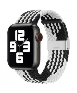 iLike Apple Watch 38/40/41mm Braided Fabric Strap Black White