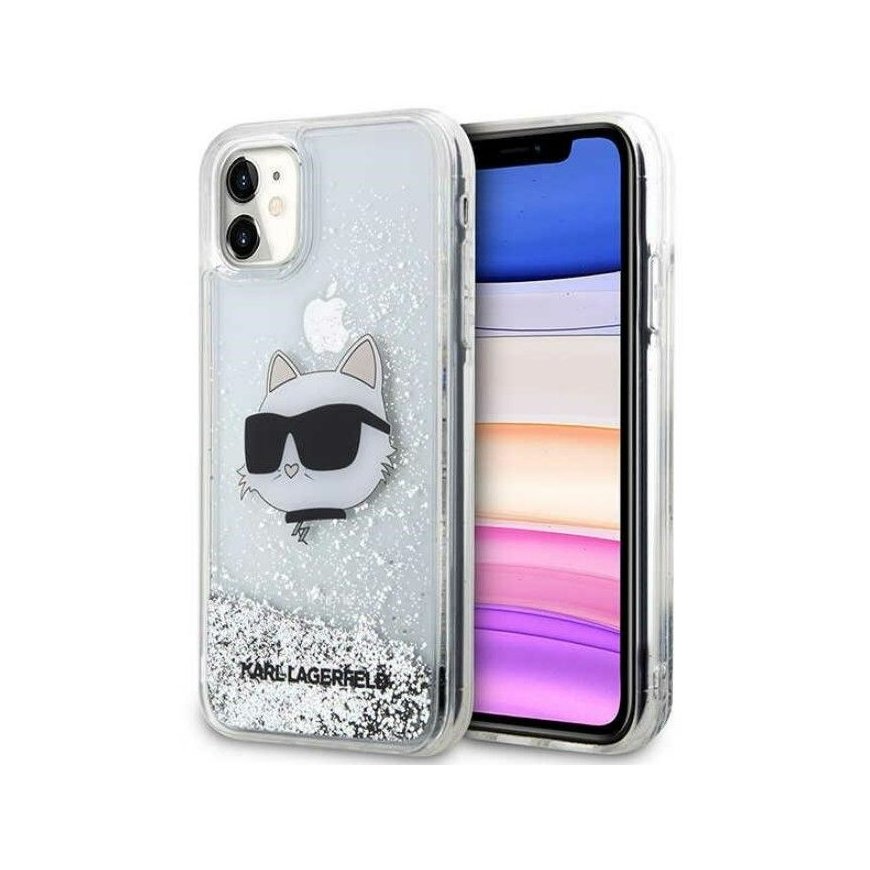 Karl Lagerfeld Apple iPhone 11/ XR hardcase Glitter Choupette Head Transparent Silver
