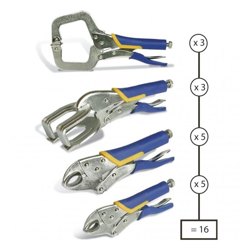 Set of universal fixing pliers 16 pcs. GYS – 3