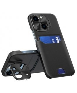 iLike Apple iPhone 14 Leather Stand Case cover card wallet with stand Black