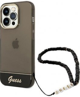 Case Guess GUHCP14XHGCOHK iPhone 14 Pro Max 6.7 inch Black / Black Hard Transparent Strap