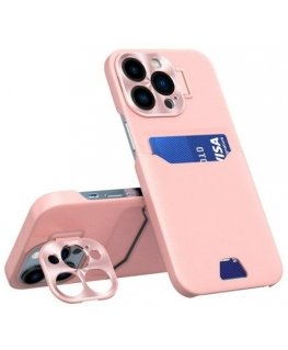 iLike Apple iPhone 14 Pro Leather Stand Case Card Wallet Cover with Stand Pink