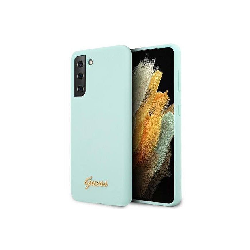Case Guess GUHCS21MLSLMGLB S21+ G996 blue/blue hardcase silicone Script Metal Logo
